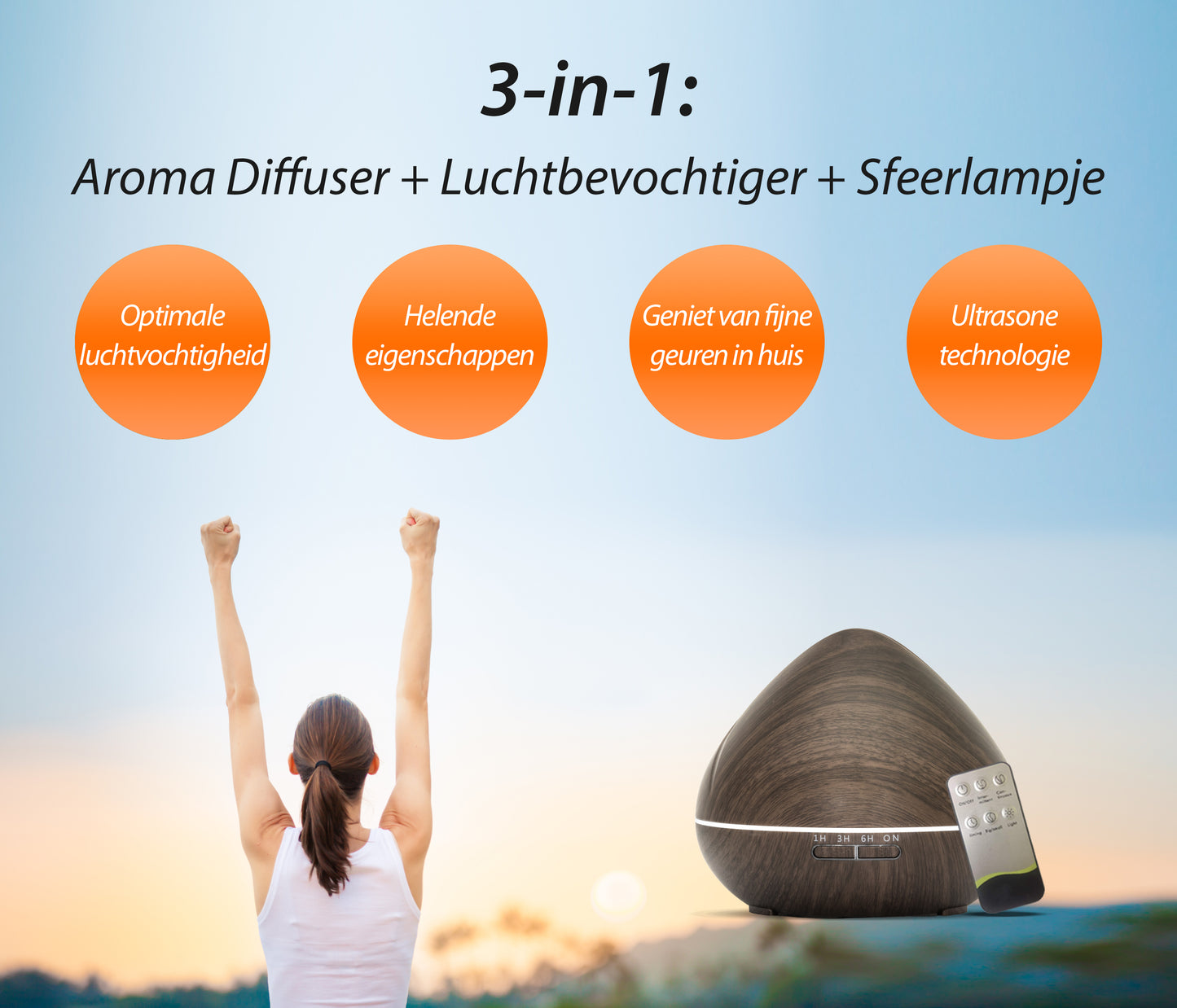 Zen Pro - Dark Wood - Aroma Diffuser + Gratis flesje olie