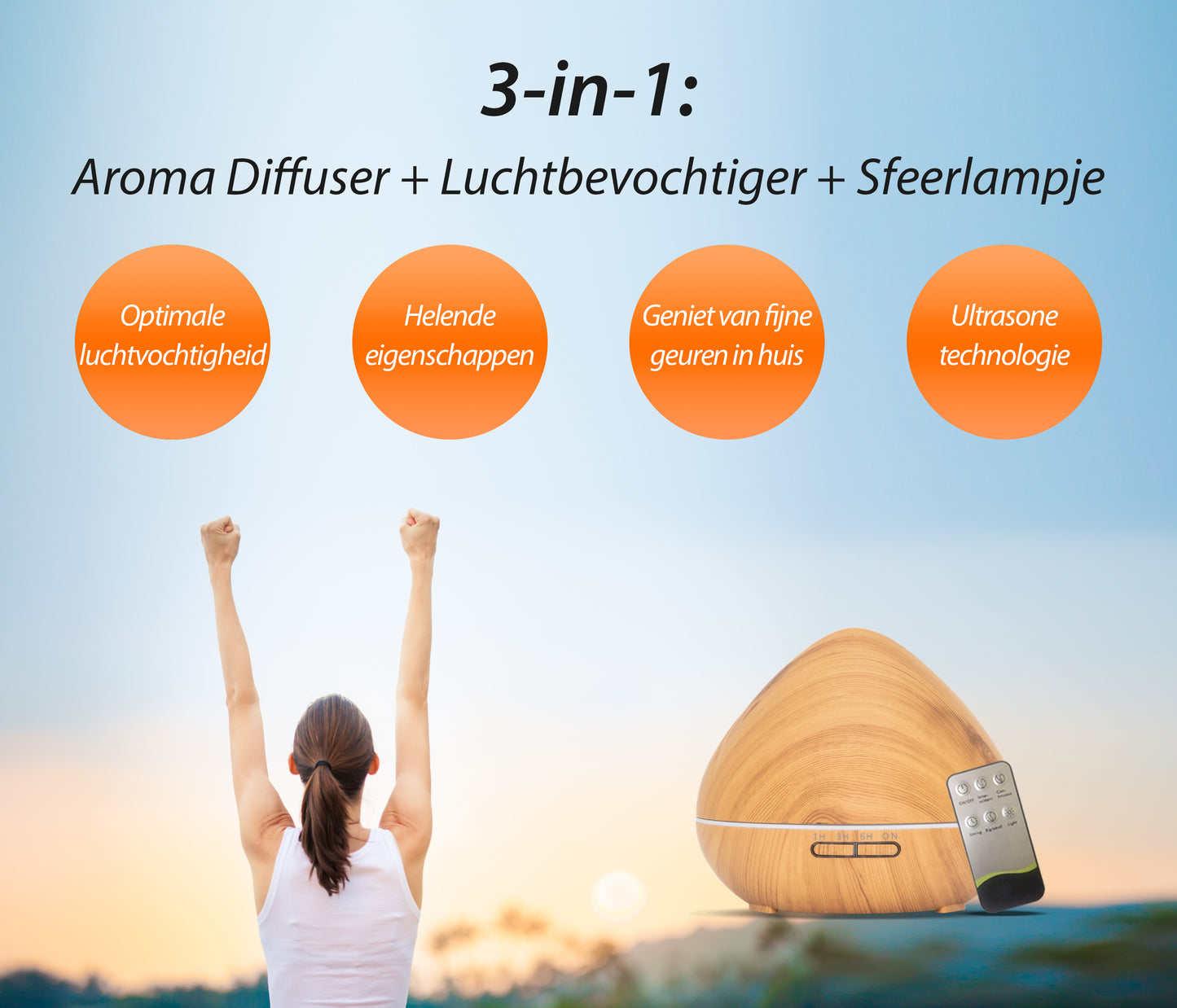 Zen Pro - Light Wood - Aroma Diffuser + Gratis flesje olie