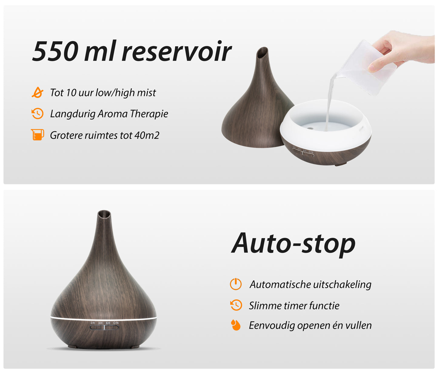Lotus Pro - Dark Wood - Aroma Diffuser + Gratis flesje olie