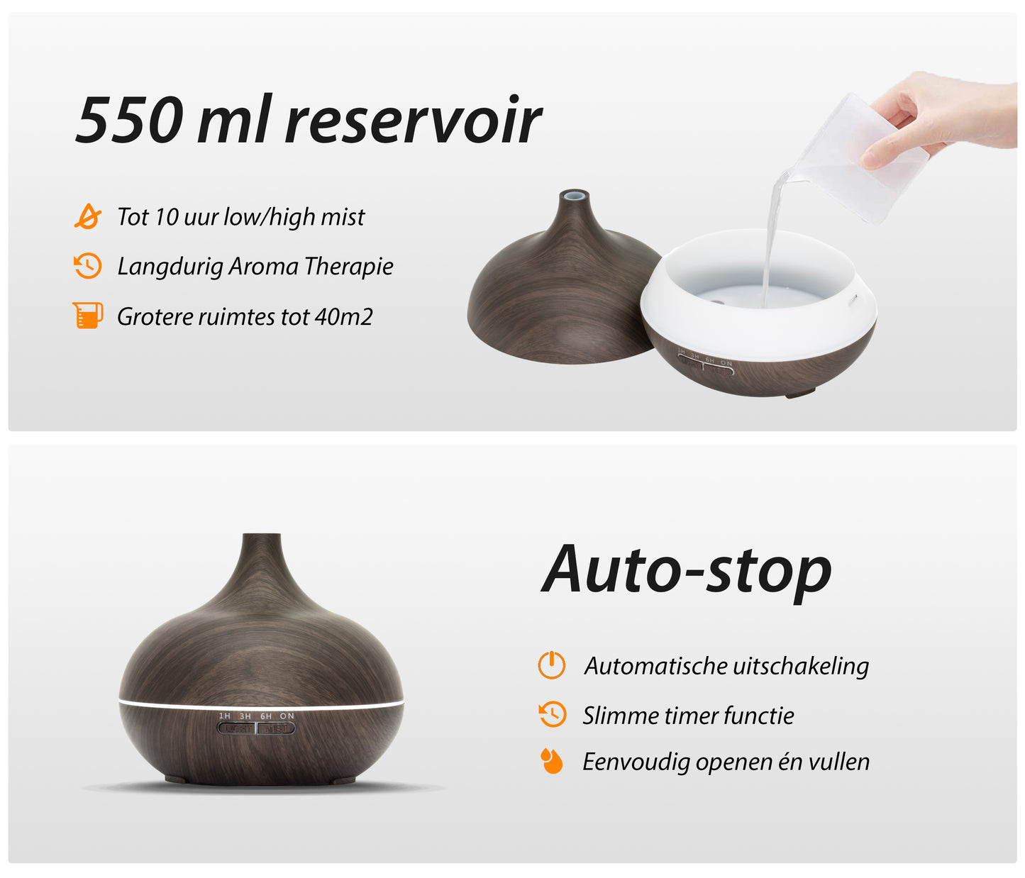 Essential Pro - Dark Wood - Aroma Diffuser + Gratis flesje olie