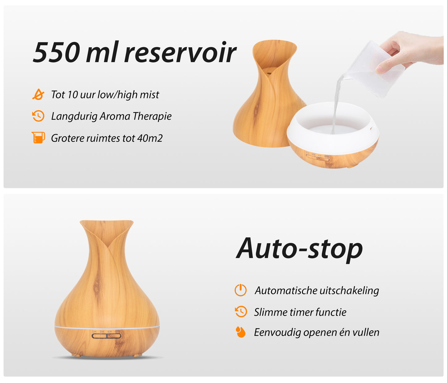 Vitality Pro - Light Wood - Aroma Diffuser + Gratis flesje olie