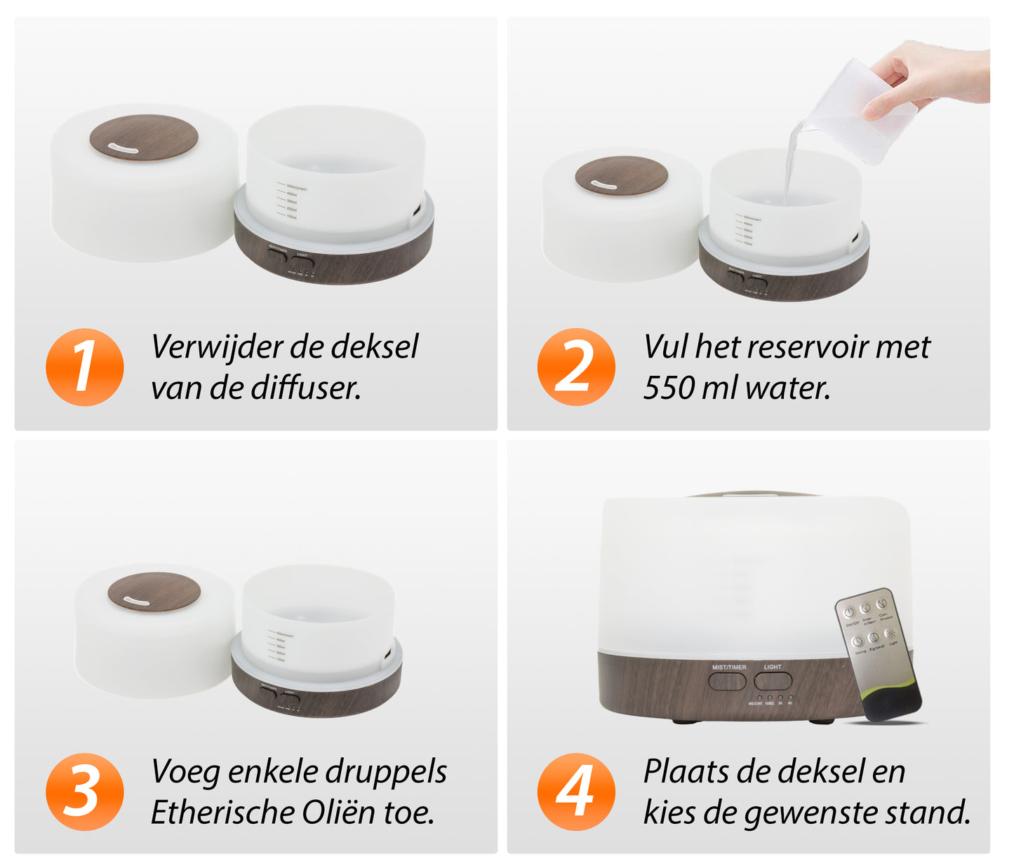 Happiness Pro - Dark Wood - Aroma Diffuser + Gratis flesje olie