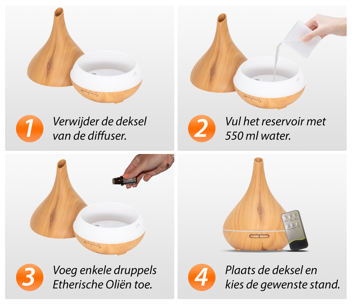 Lotus Pro - Light Wood - Aroma Diffuser + Gratis flesje olie
