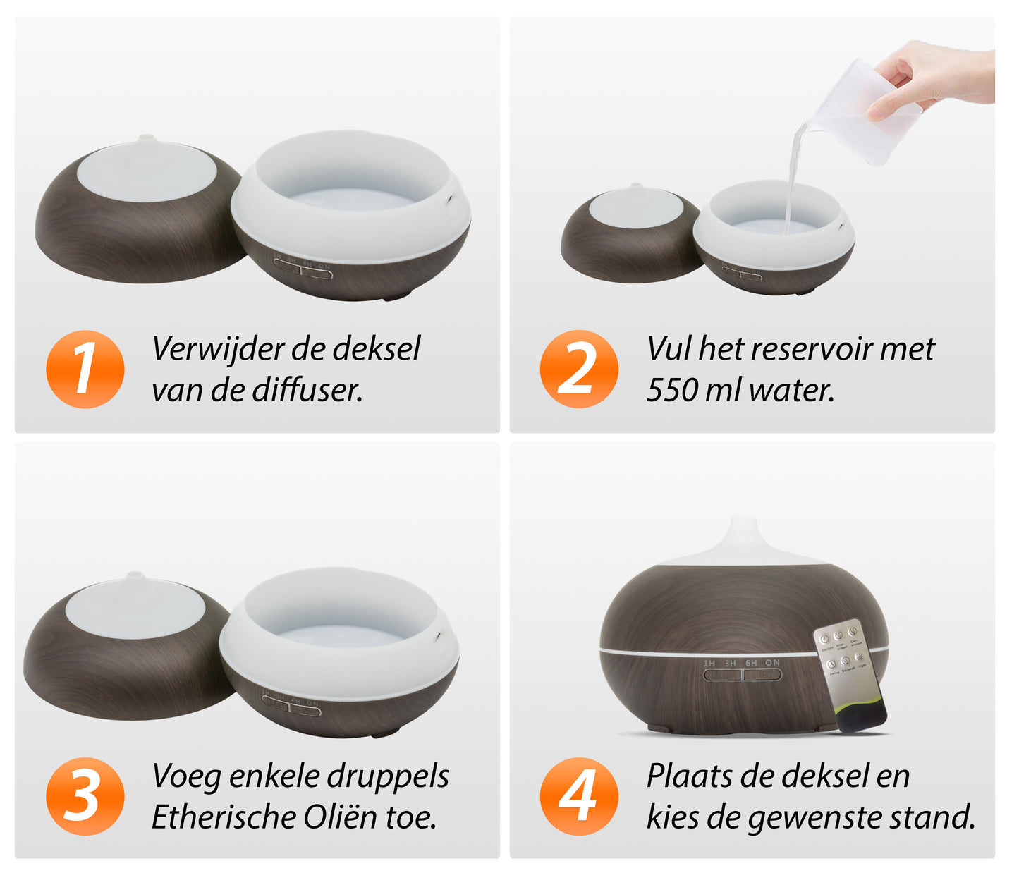 Sun Shine Pro - SDark Wood - Aroma Diffuser + Gratis flesje olie