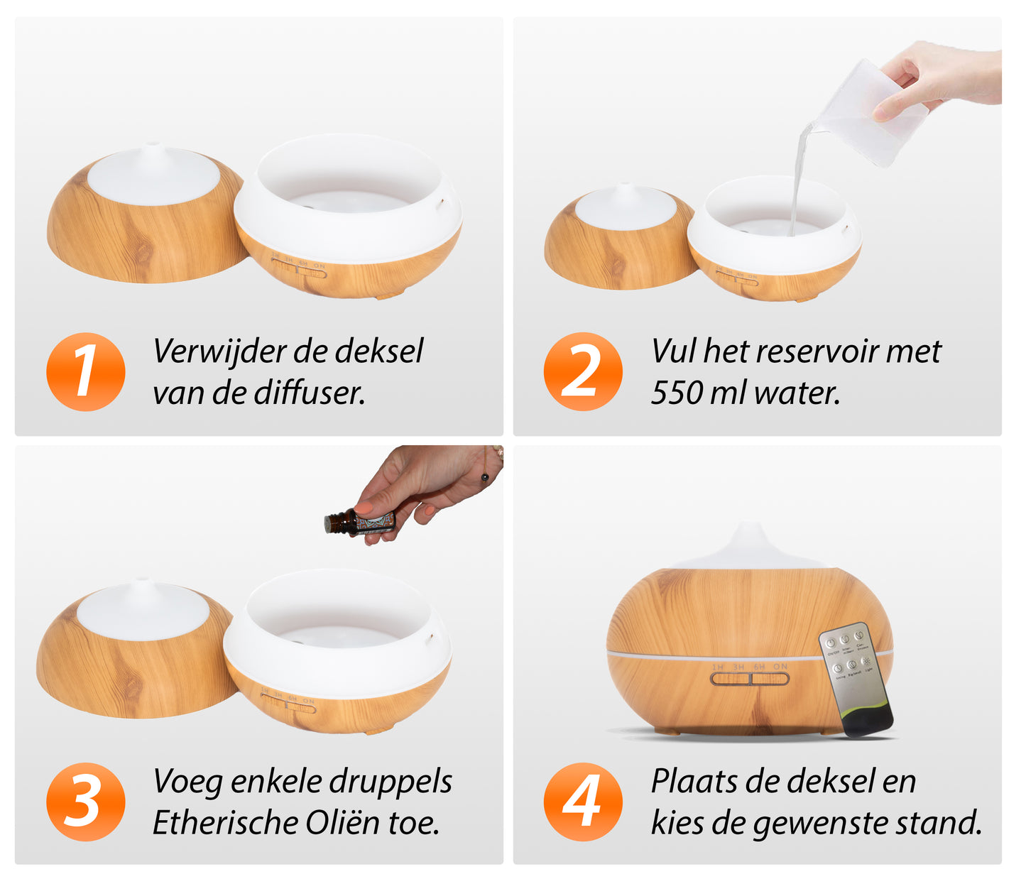 Sun Shine Pro - Light Wood - Aroma Diffuser + Gratis flesje olie