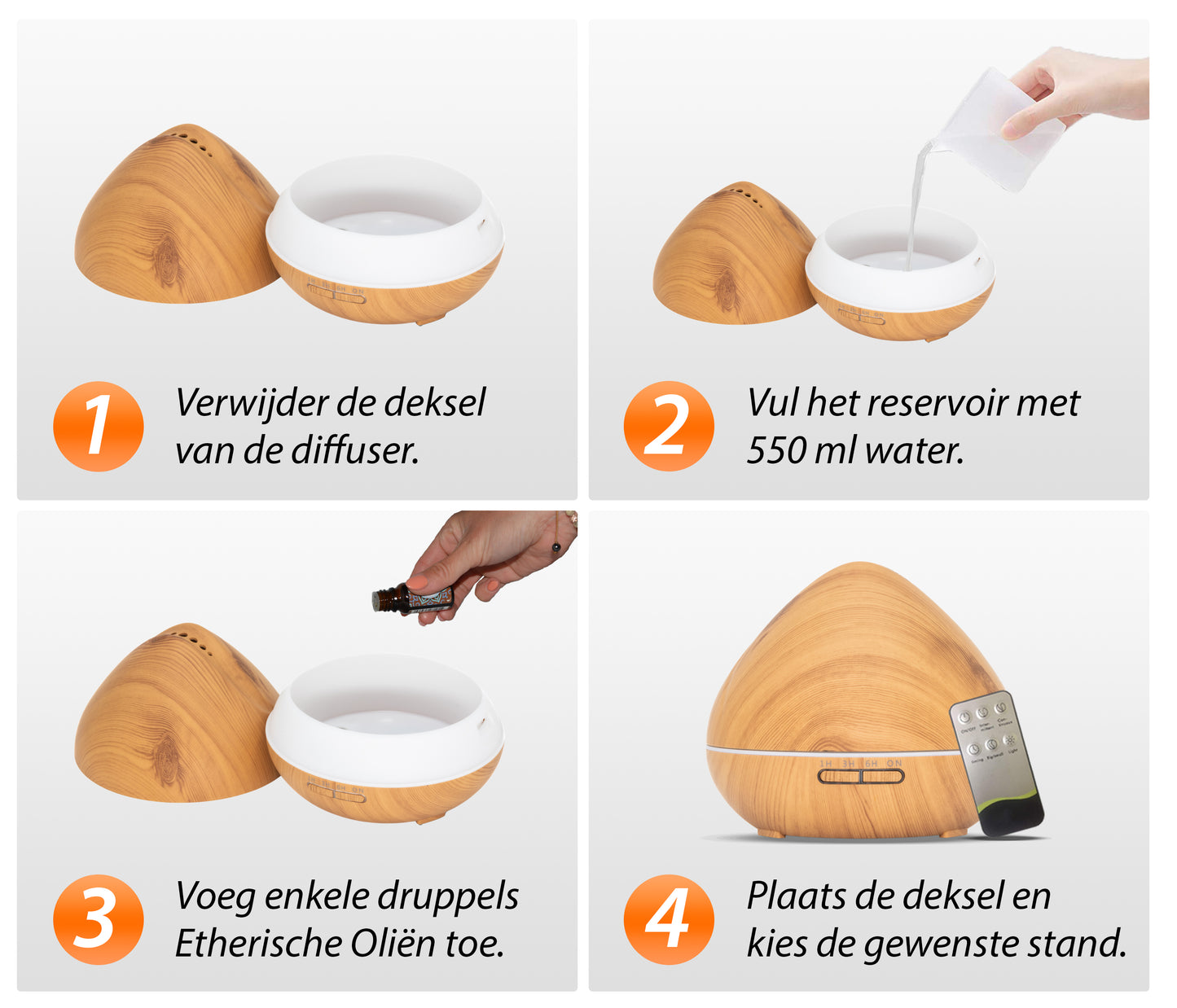 Zen Pro - Light Wood - Aroma Diffuser + Gratis flesje olie