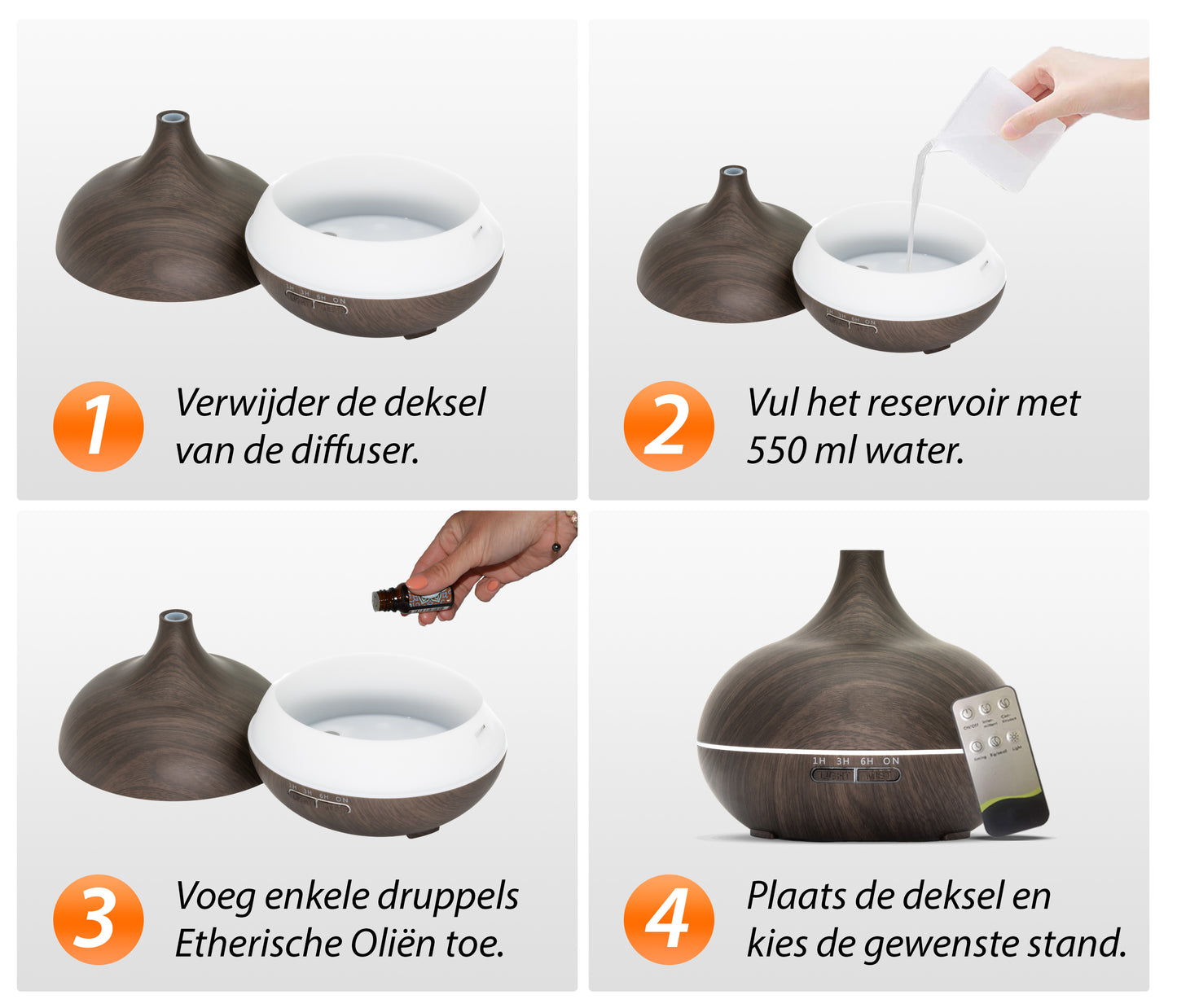Essential Pro - Dark Wood - Aroma Diffuser + Gratis flesje olie