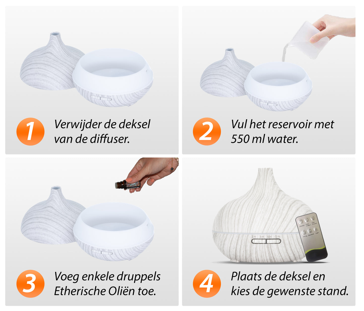 Essential Pro - White Wood - Aroma Diffuser + Gratis flesje olie