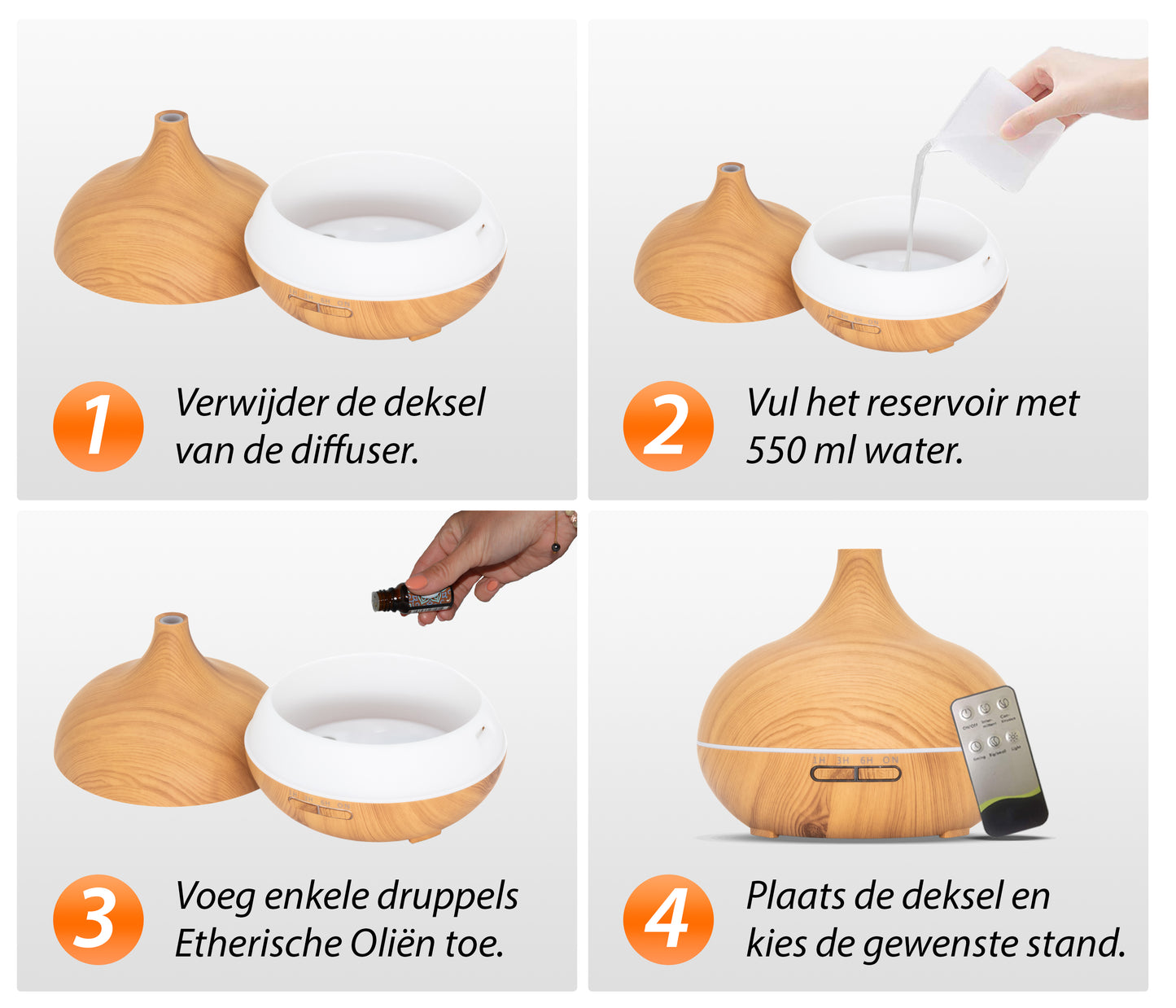 Essential Pro - Light Wood - Aroma Diffuser + Gratis fles olie