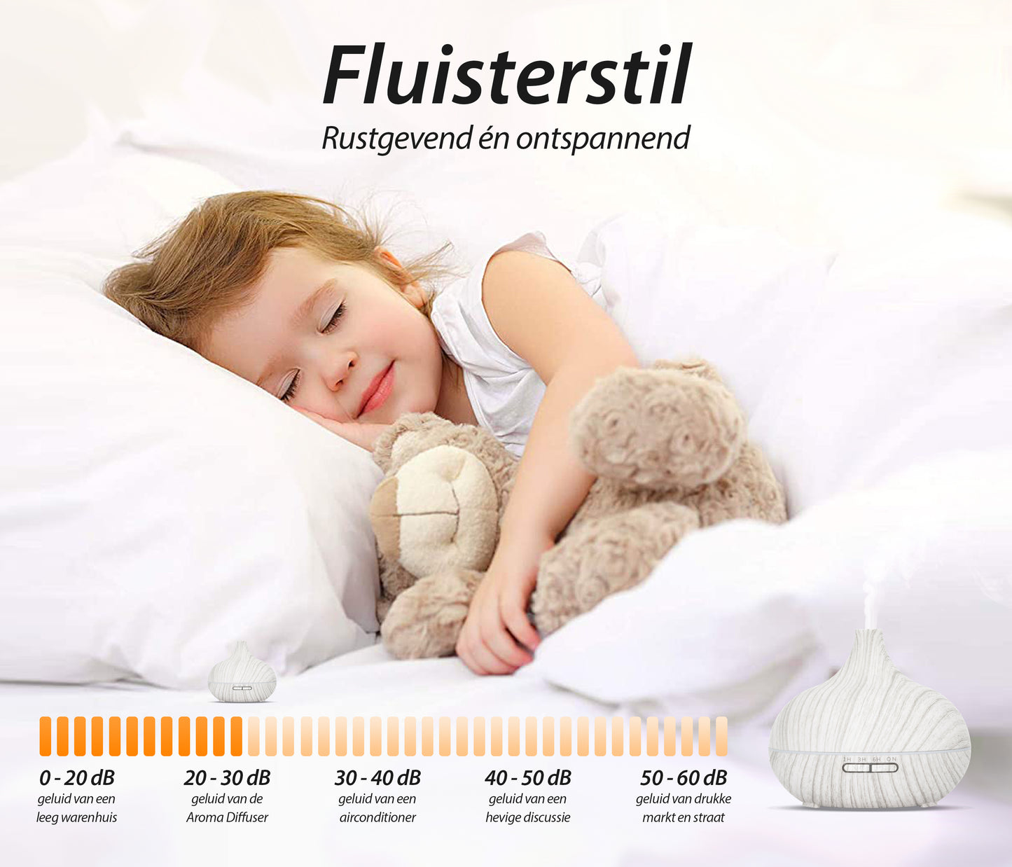 Essential Pro - White Wood - Aroma Diffuser + Gratis flesje olie