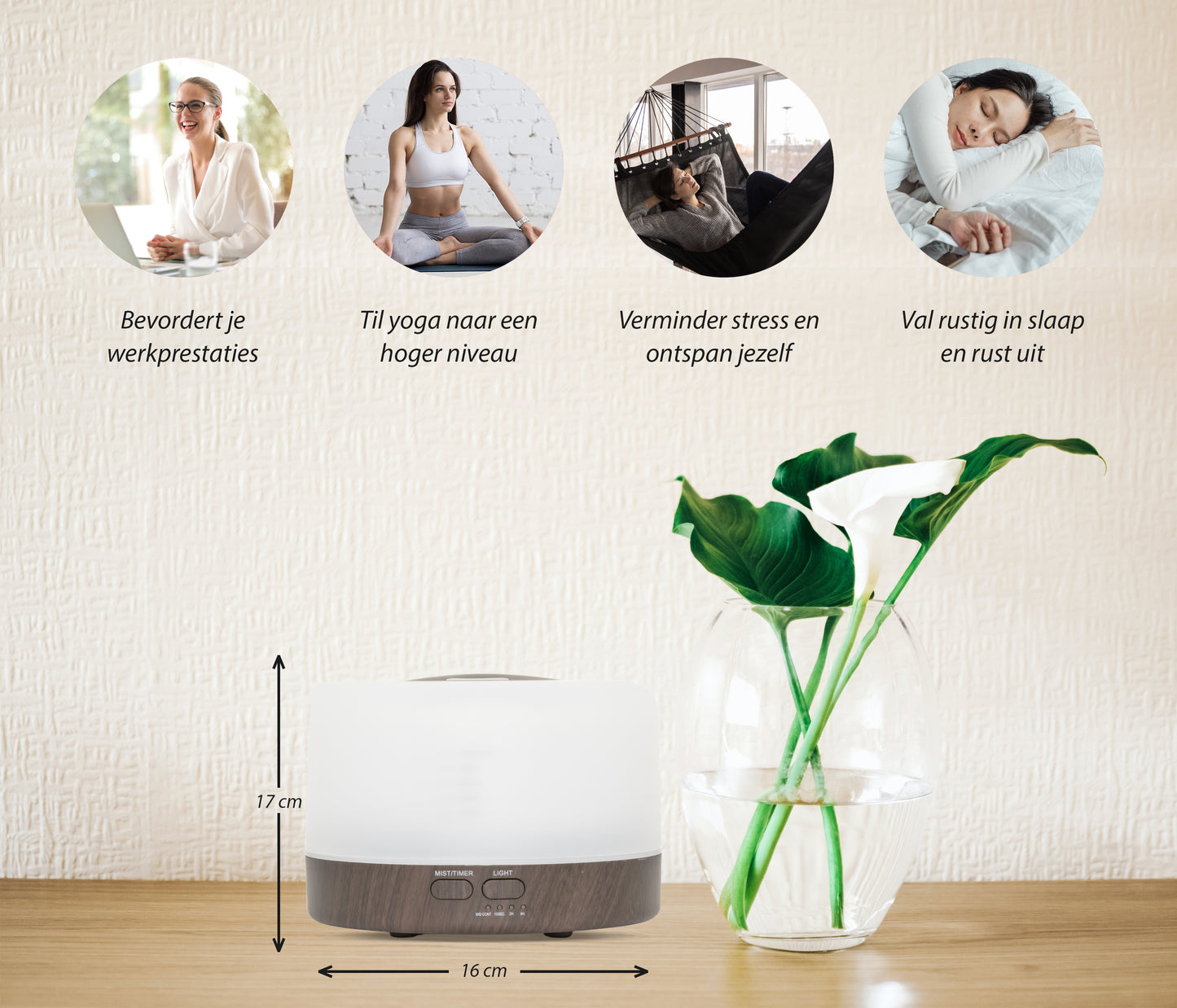 Happiness Pro - Dark Wood - Aroma Diffuser + Gratis flesje olie