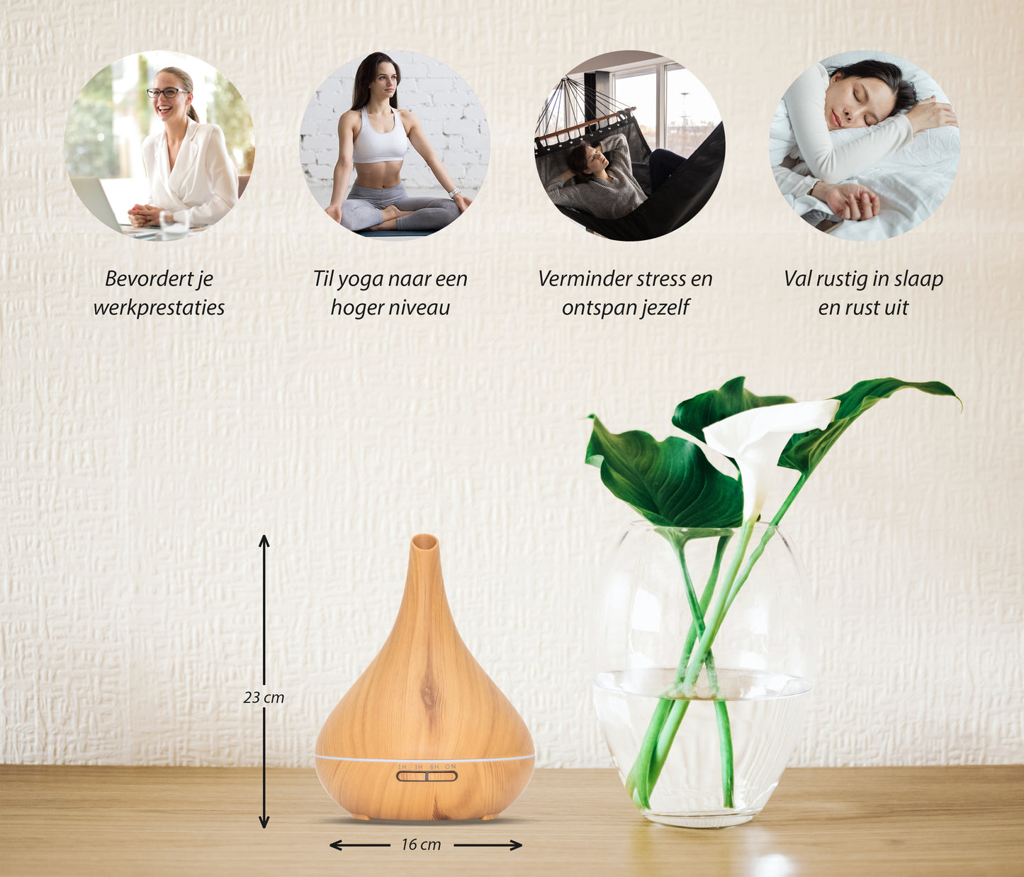 Lotus Pro - Light Wood - Aroma Diffuser + Gratis flesje olie