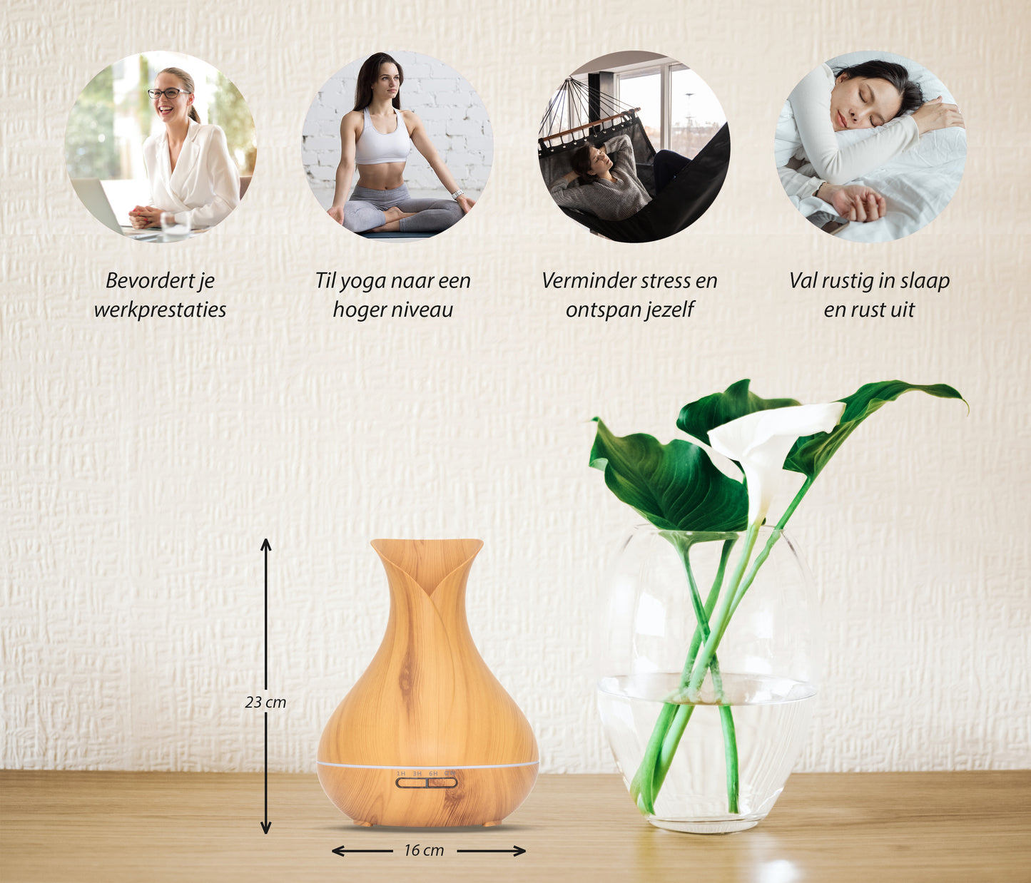 Vitality Pro - Light Wood - Aroma Diffuser + Gratis flesje olie