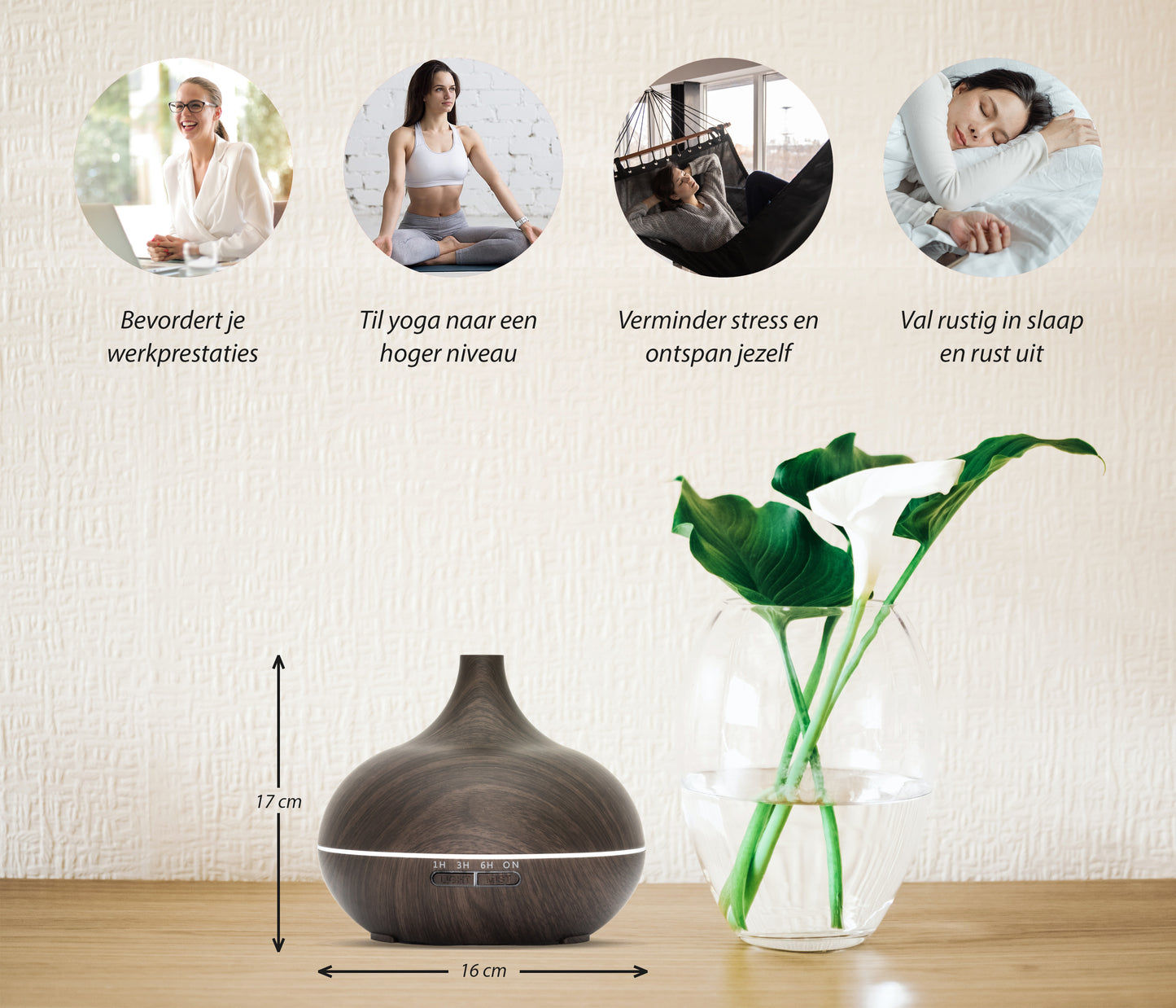 Essential Pro - Dark Wood - Aroma Diffuser + Gratis flesje olie