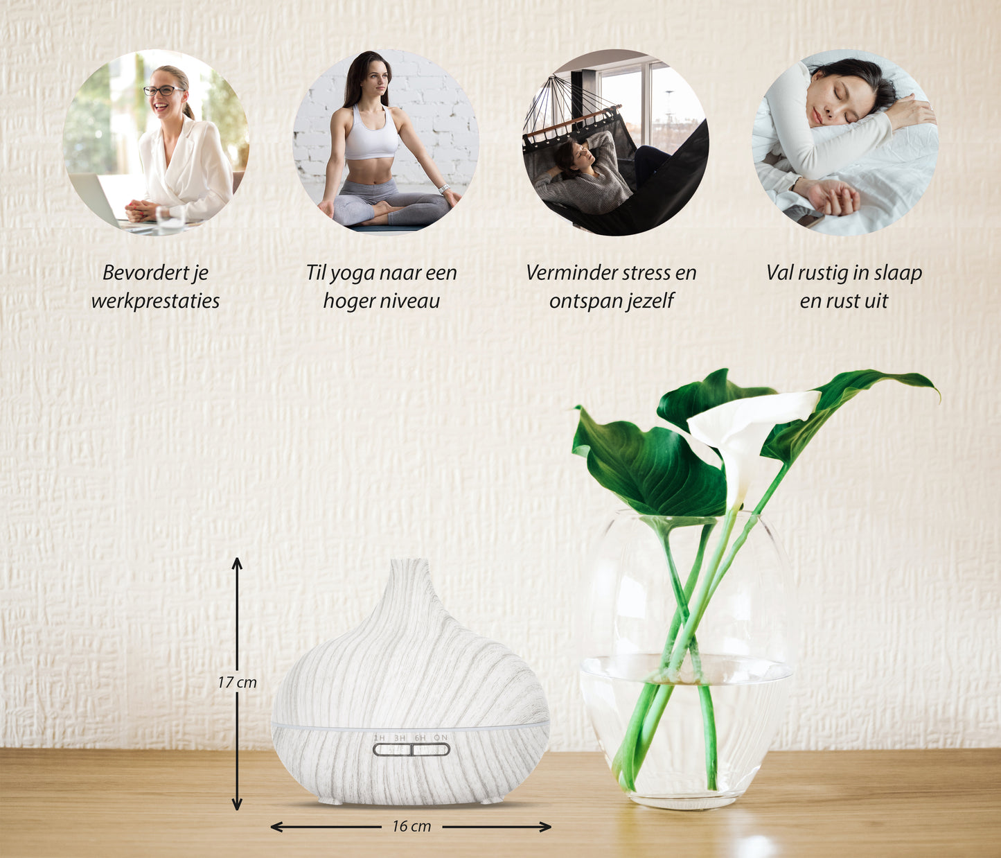 Essential Pro - White Wood - Aroma Diffuser + Gratis flesje olie