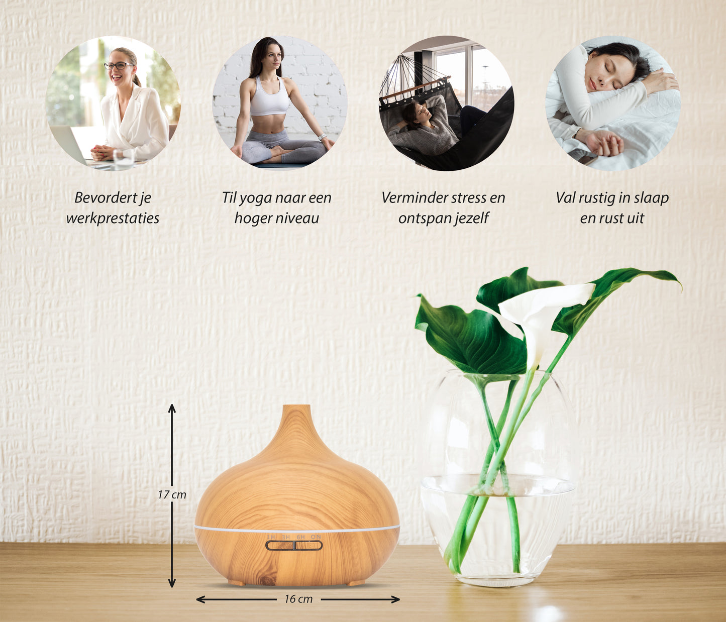 Essential Pro - Light Wood - Aroma Diffuser + Gratis fles olie