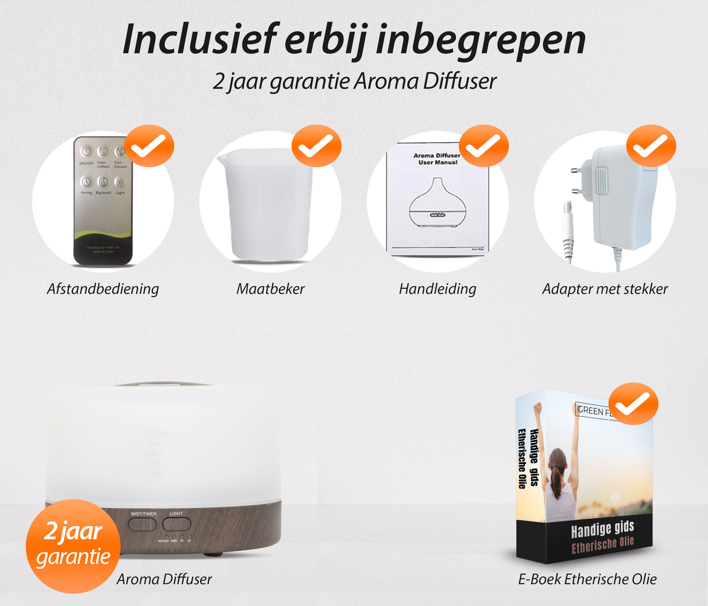 Happiness Pro - Dark Wood - Aroma Diffuser + Gratis flesje olie