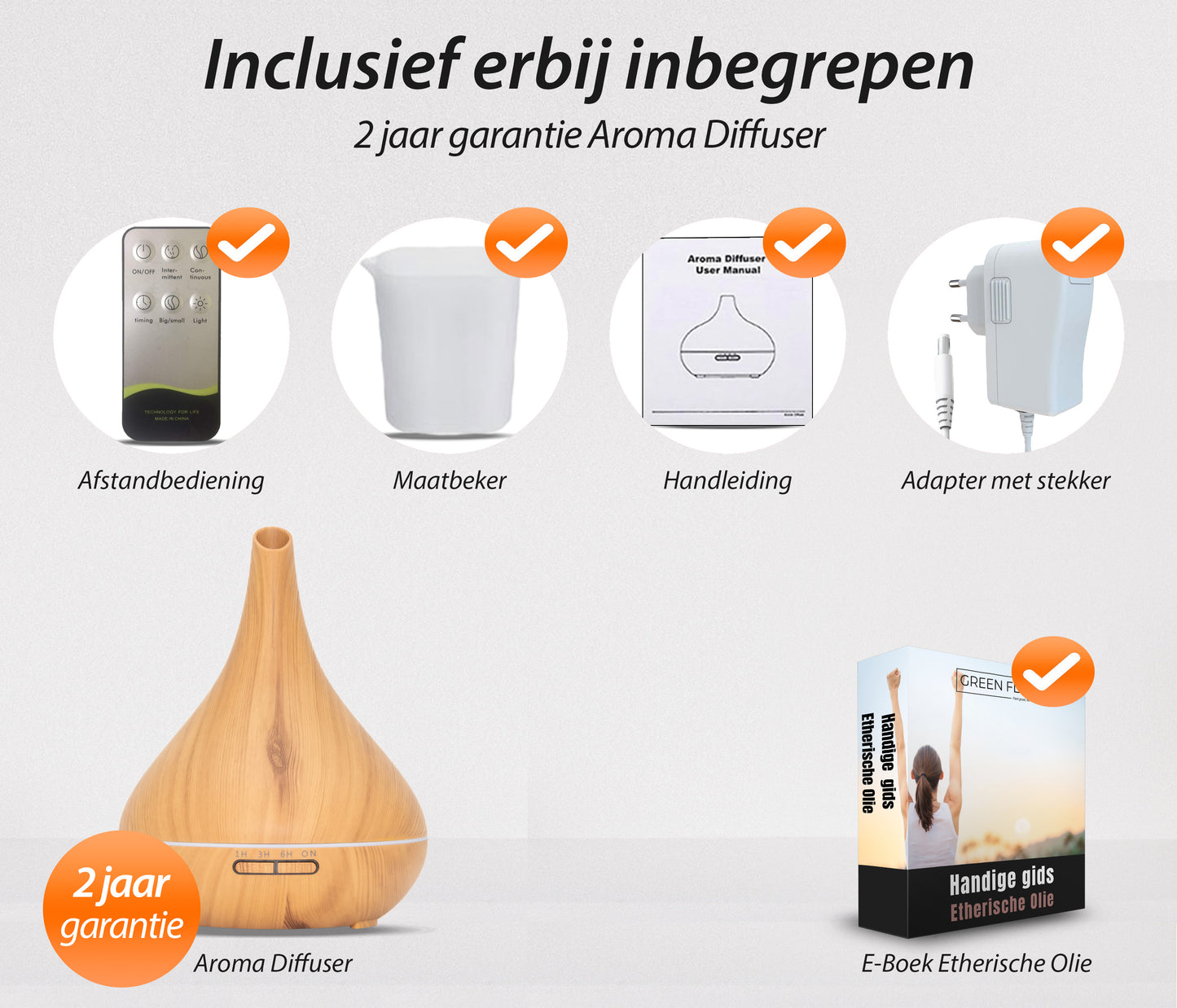 Lotus Pro - Light Wood - Aroma Diffuser + Gratis flesje olie