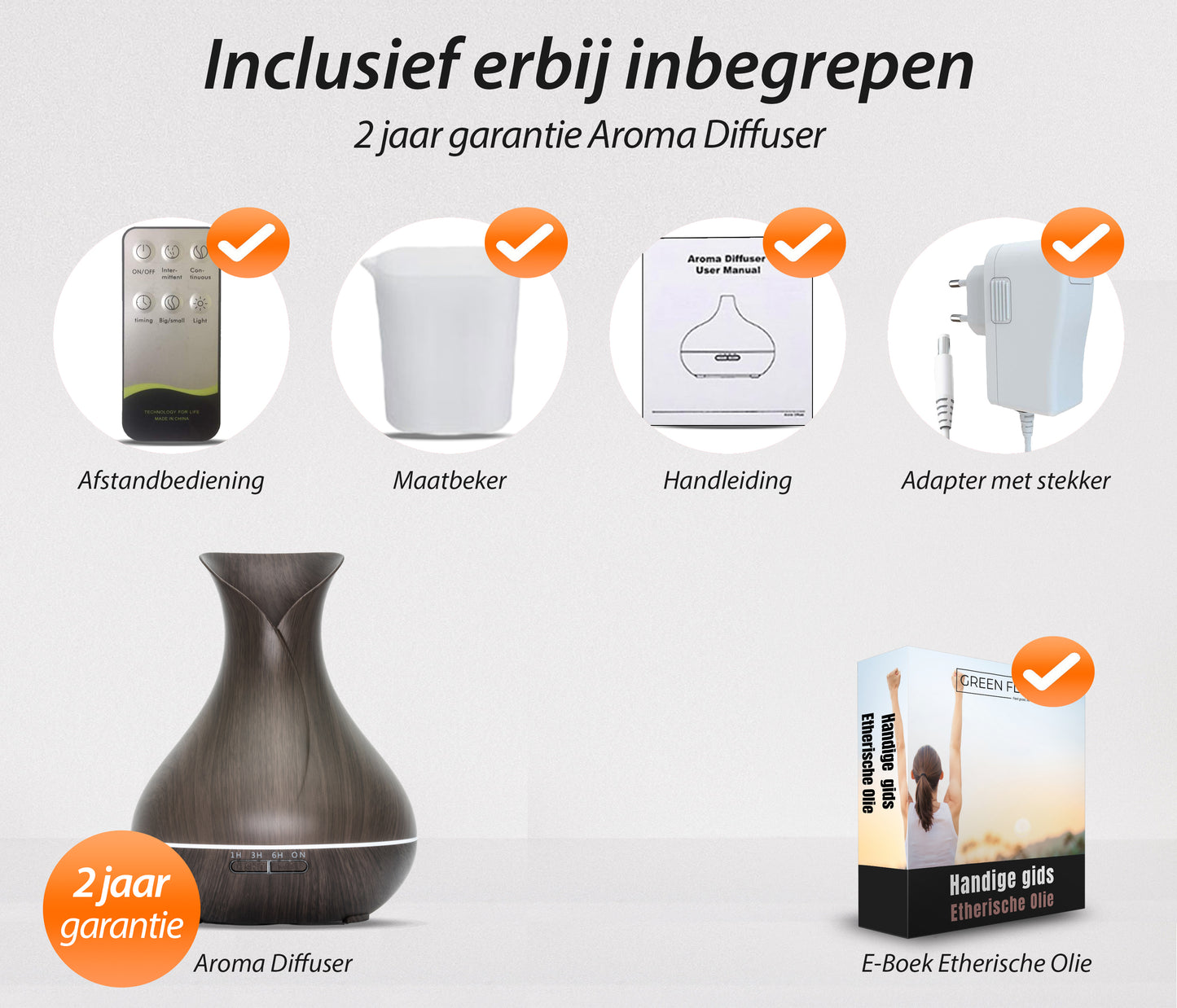 Vitality Pro - Dark Wood - Aroma Diffuser + Gratis flesje olie