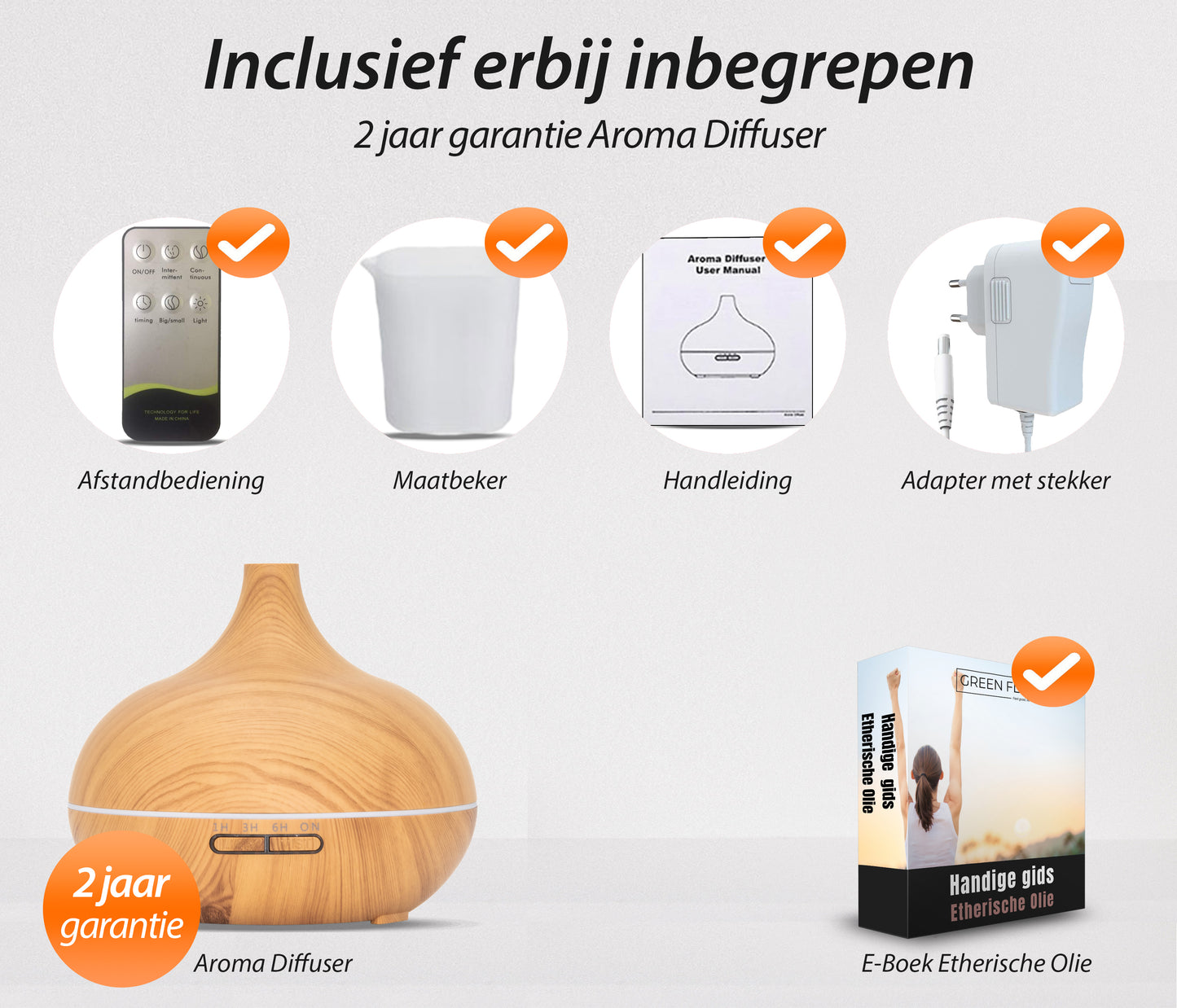 Essential Pro - Light Wood - Aroma Diffuser + Gratis fles olie