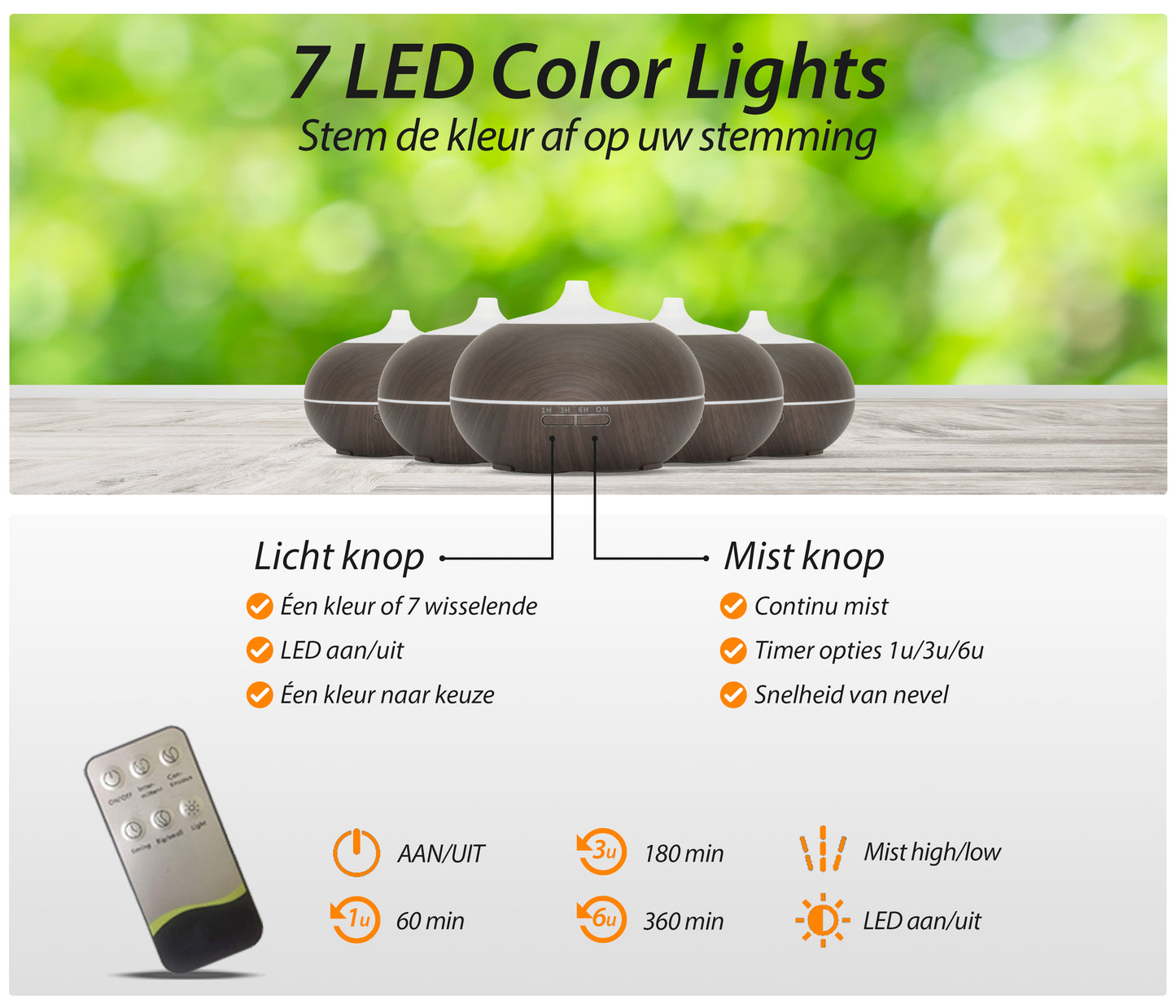 Sun Shine Pro - SDark Wood - Aroma Diffuser + Gratis flesje olie