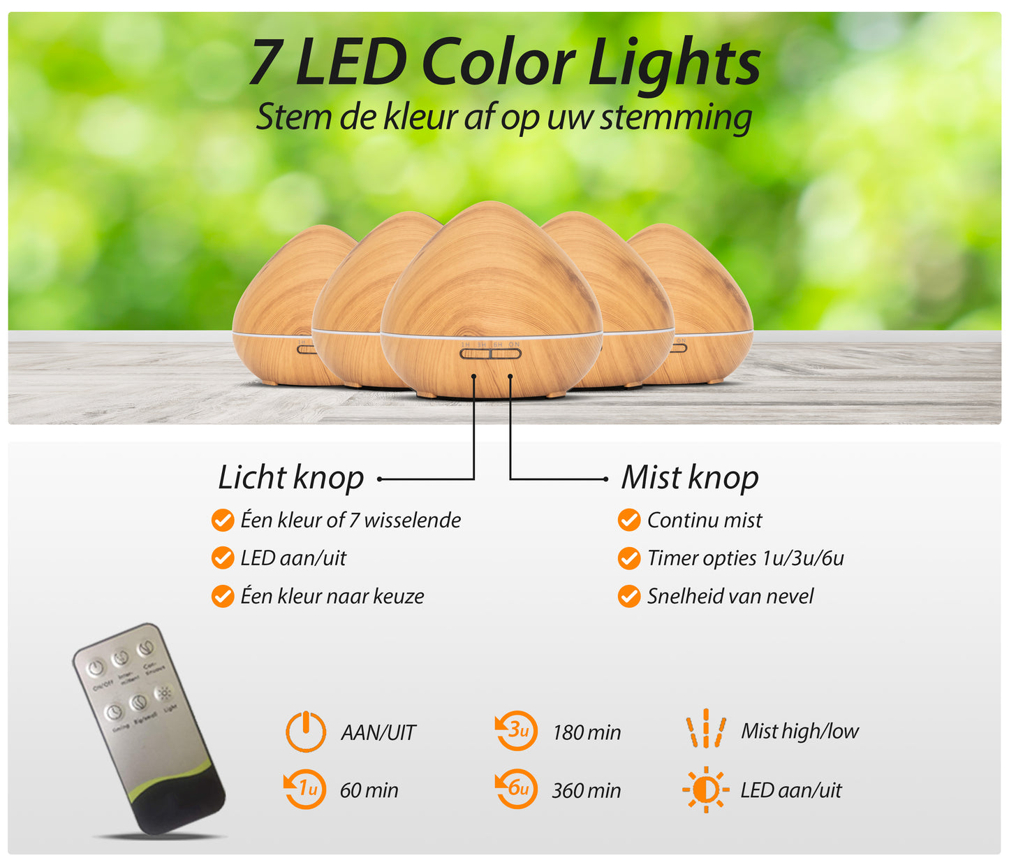 Zen Pro - Light Wood - Aroma Diffuser + Gratis flesje olie