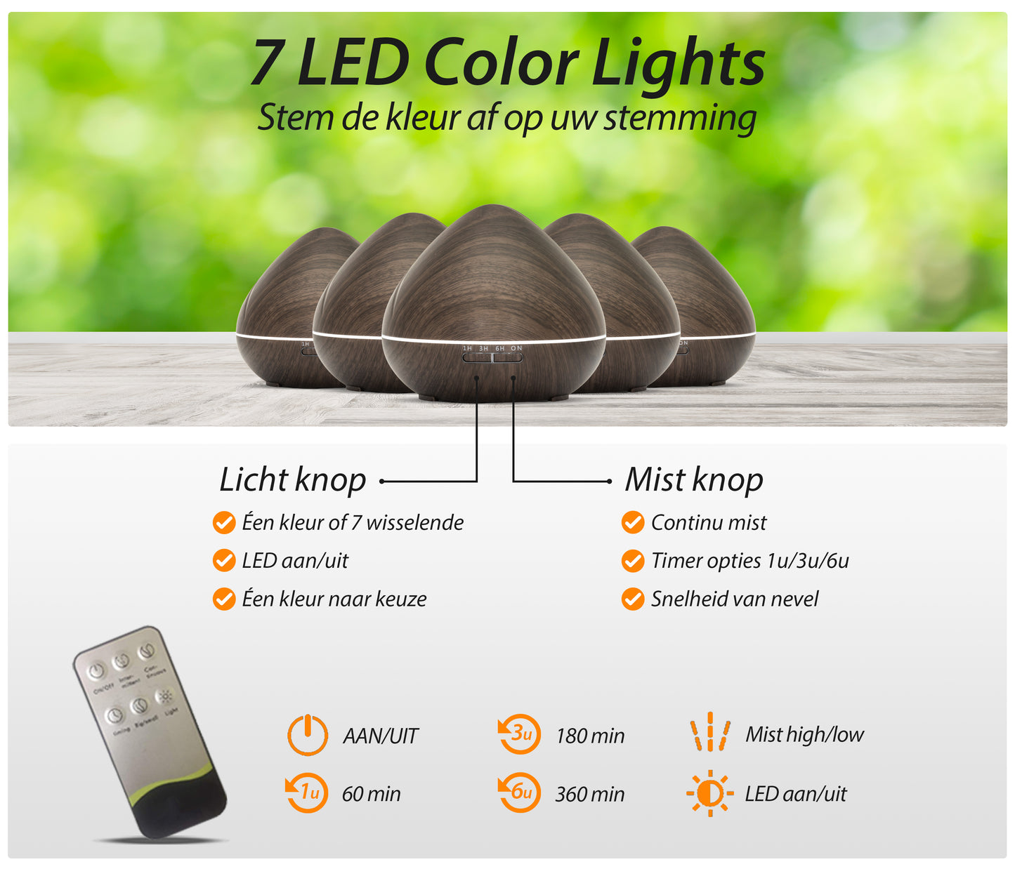 Zen Pro - Dark Wood - Aroma Diffuser + Gratis flesje olie