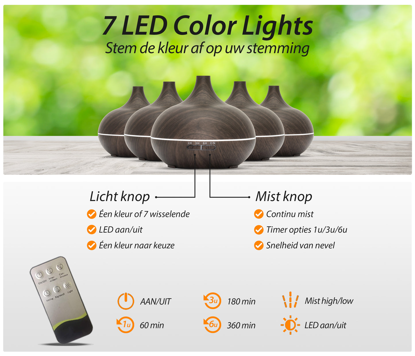 Essential Pro - Dark Wood - Aroma Diffuser + Gratis flesje olie