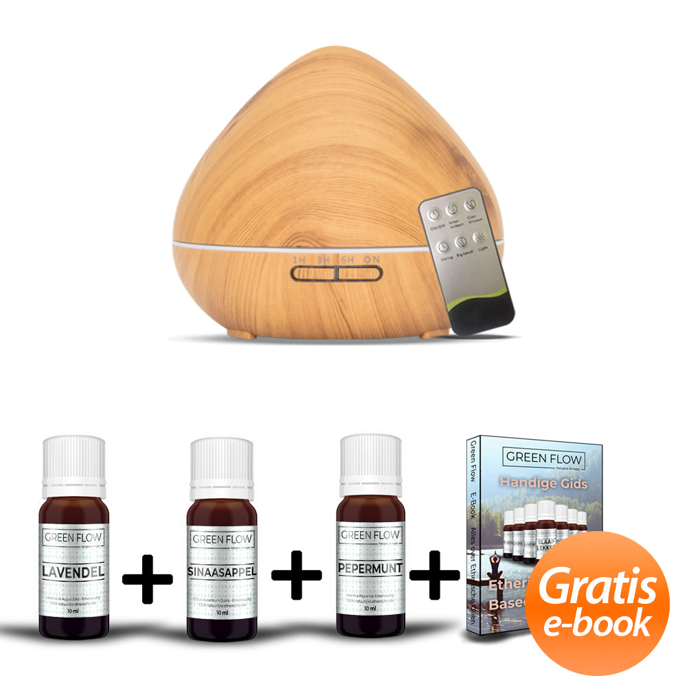 Voordeelpakket: Happiness/Zen NAAR KEUZE + Lavendel 10 ml + Pepermunt 10 ml + Sinaasappel 10 ml + GRATIS E-Book