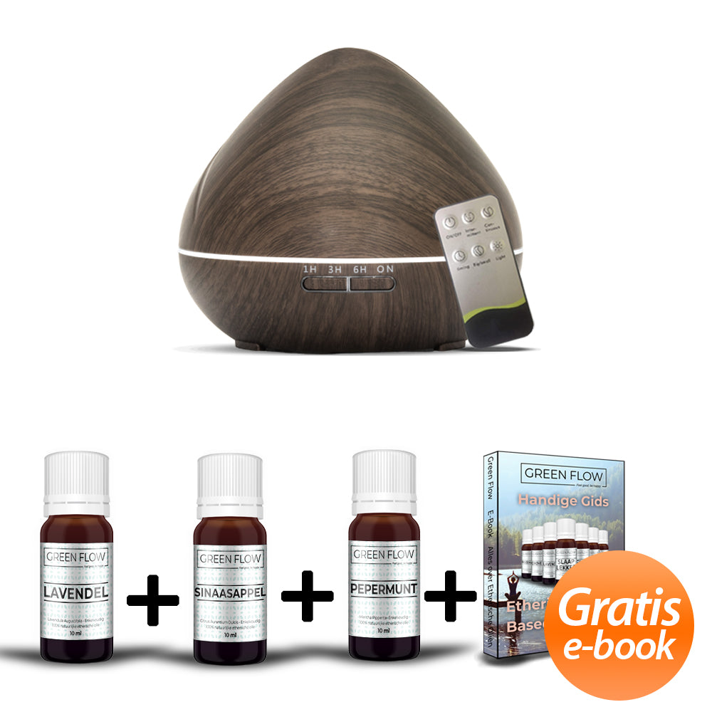 Voordeelpakket: Happiness/Zen NAAR KEUZE + Lavendel 10 ml + Pepermunt 10 ml + Sinaasappel 10 ml + GRATIS E-Book